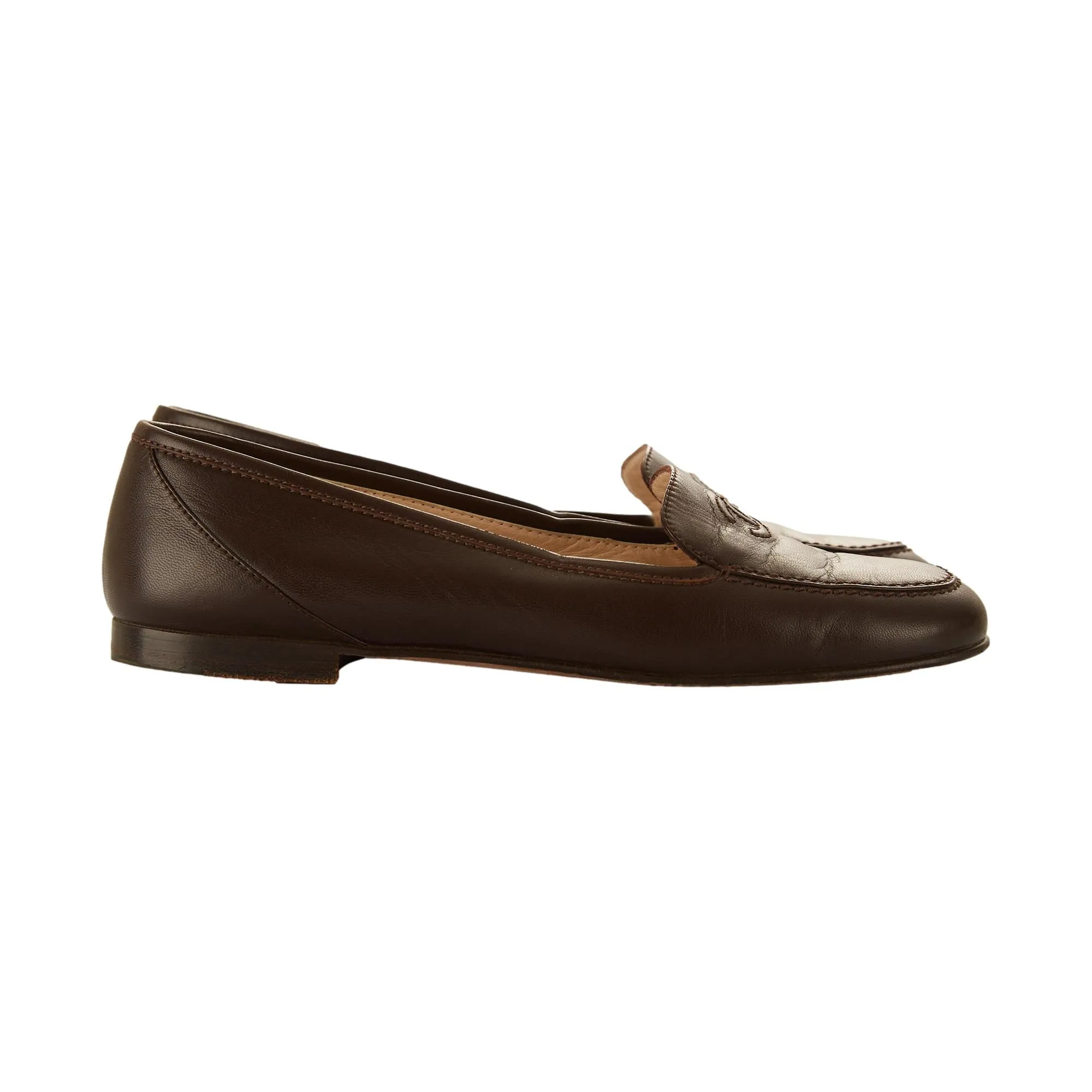 Chanel Brown Logo Loafers