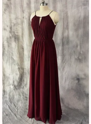 Charming Chiffon Round Simple Floor Length Bridesmaid Dress, Beautiful Party Dress