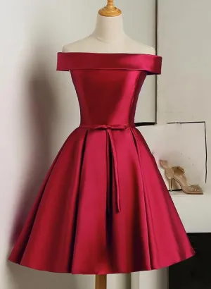 Charming Simple Knee Length Prom Dress , Short Satin Formal Dress