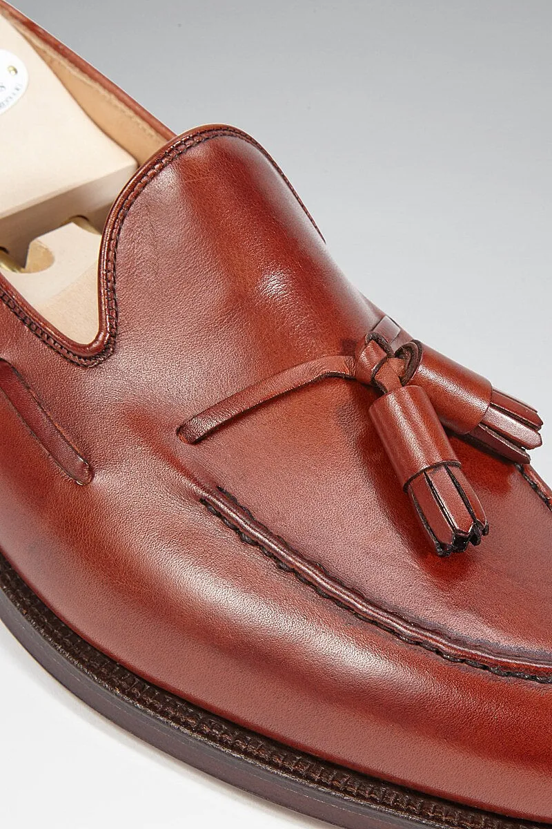 Chestnut Calf Leather Tassel Loafers
