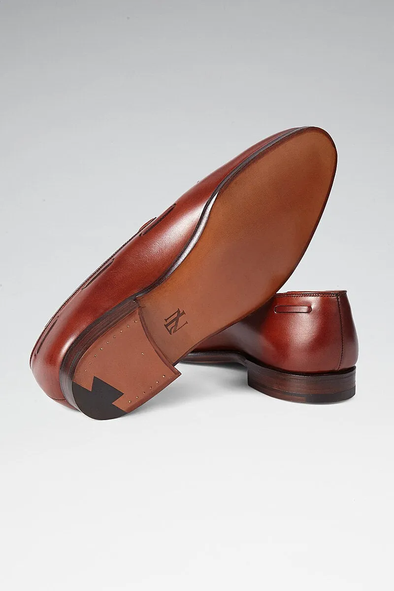 Chestnut Calf Leather Tassel Loafers