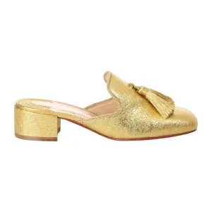 Christian Louboutin Shoes, Gold Leather Barry Mules (size 36)