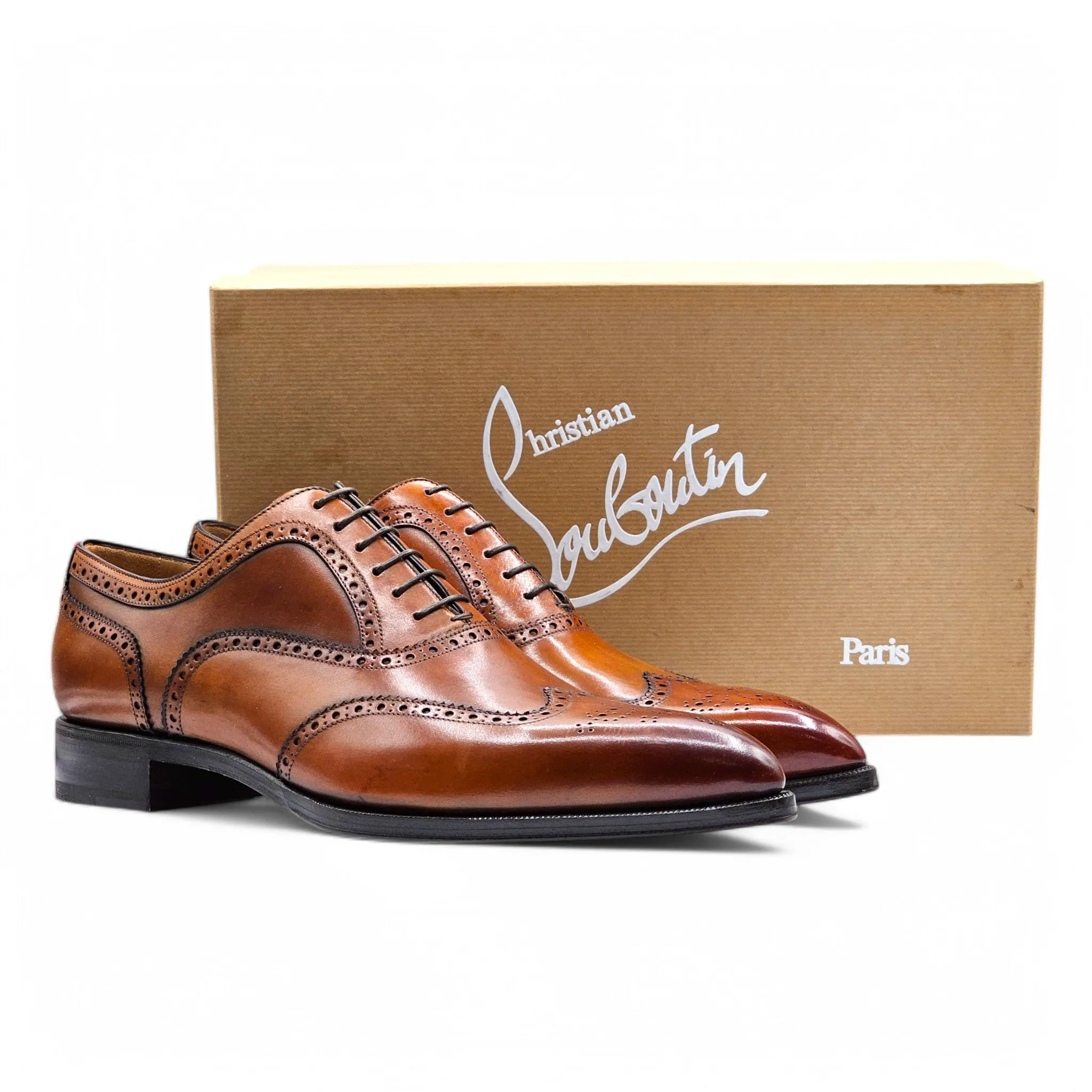 Christian Louboutin Wingtip Brogue Shoes - Leather - Brown 46