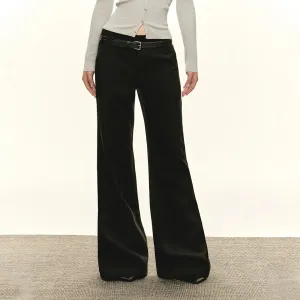 Classic High-Waist Flared Casual Pants