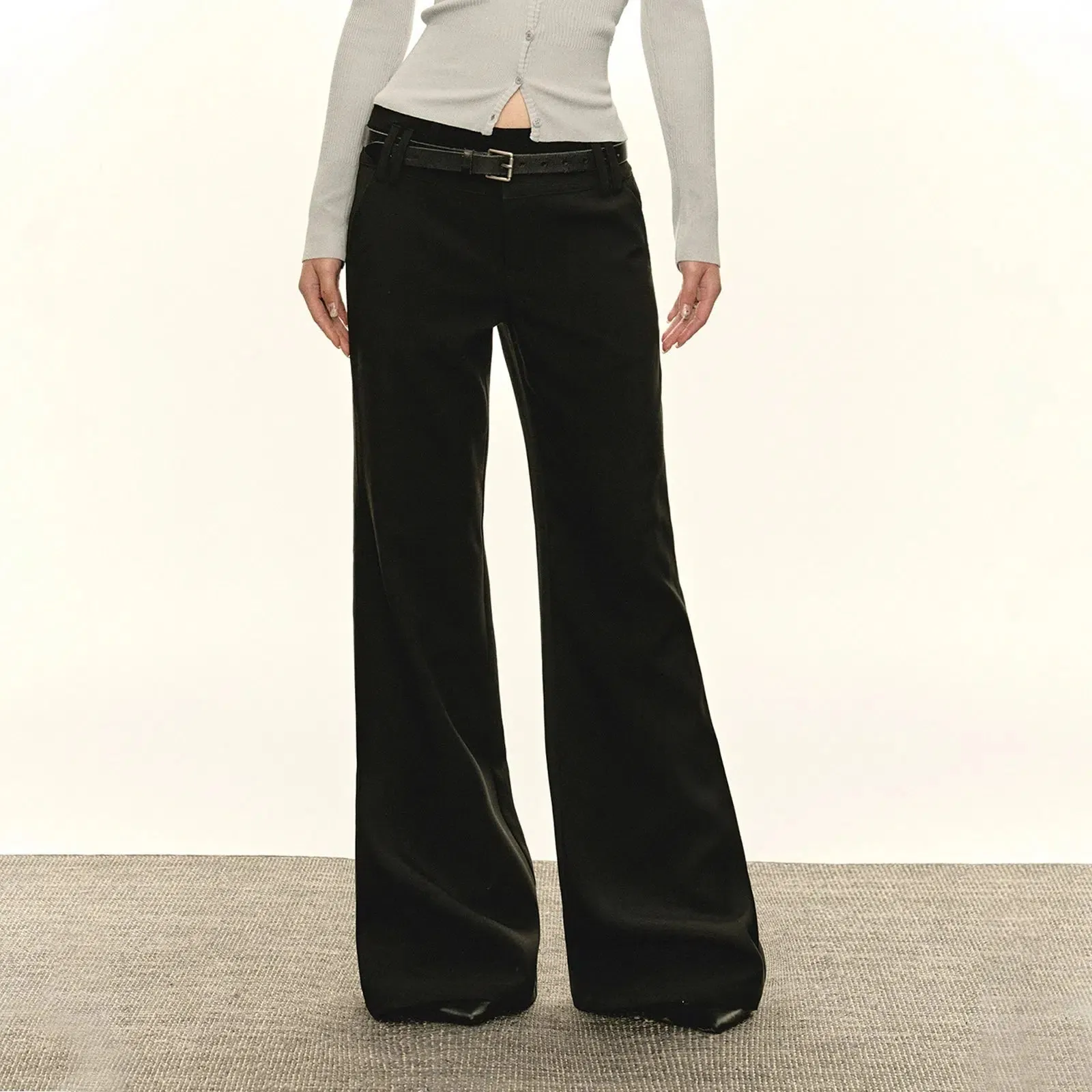 Classic High-Waist Flared Casual Pants
