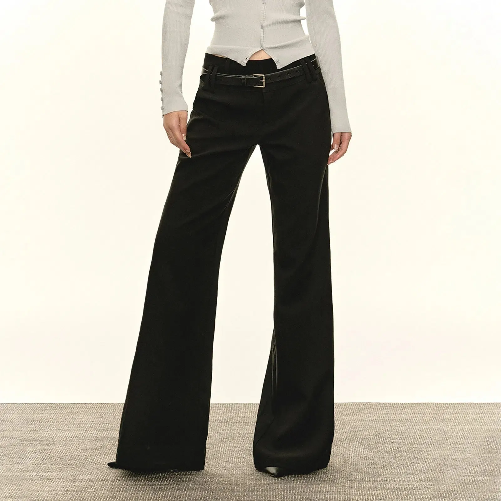 Classic High-Waist Flared Casual Pants