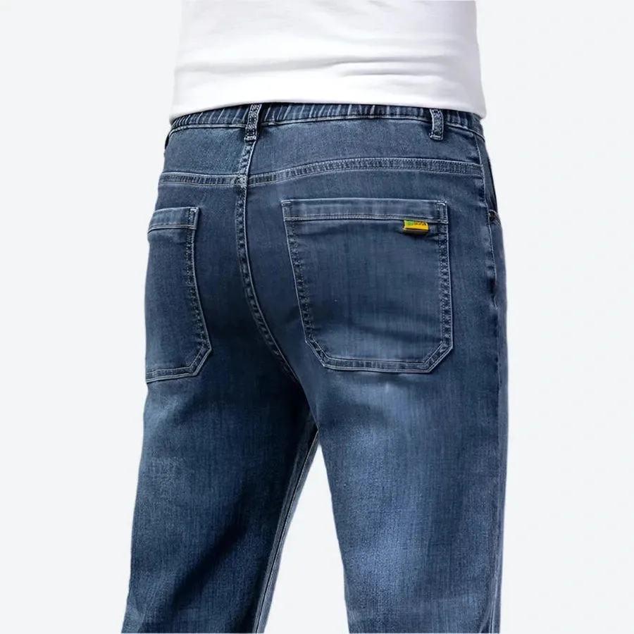 Classic Straight-Leg Stretch Denim Jeans