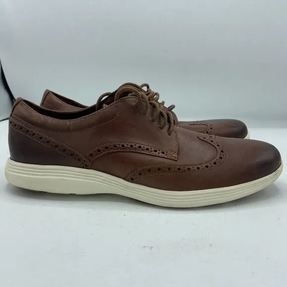 Cole Haan C29414 Mens Size US 10.5M Grand Tour Wingtip Derby Oxfords Brown Shoes