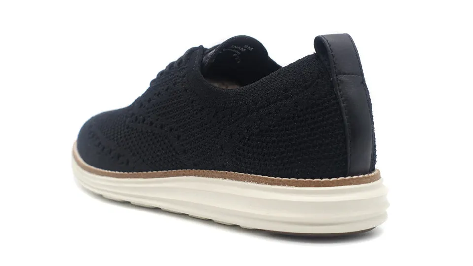 COLE HAAN ORIGINAL GRAND STITCHLITE KNIT WINGTIP OXFORD BLACK/IVORY