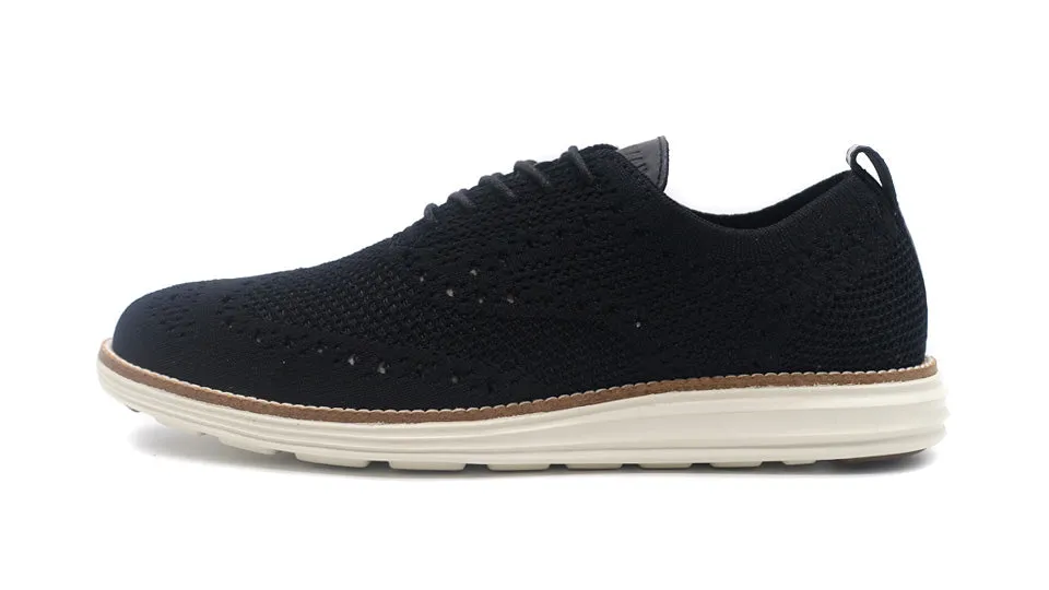 COLE HAAN ORIGINAL GRAND STITCHLITE KNIT WINGTIP OXFORD BLACK/IVORY