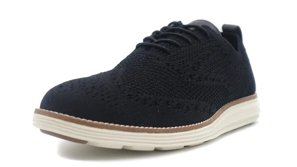 COLE HAAN ORIGINAL GRAND STITCHLITE KNIT WINGTIP OXFORD BLACK/IVORY