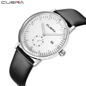 CUENA Fashion Mens Wristwatch with Leather Strap