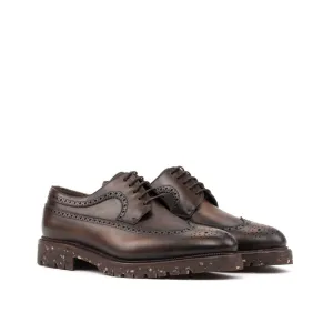 Derbie Brogue fleuri en cuir marron foncé - Semelles Commando Recyclées