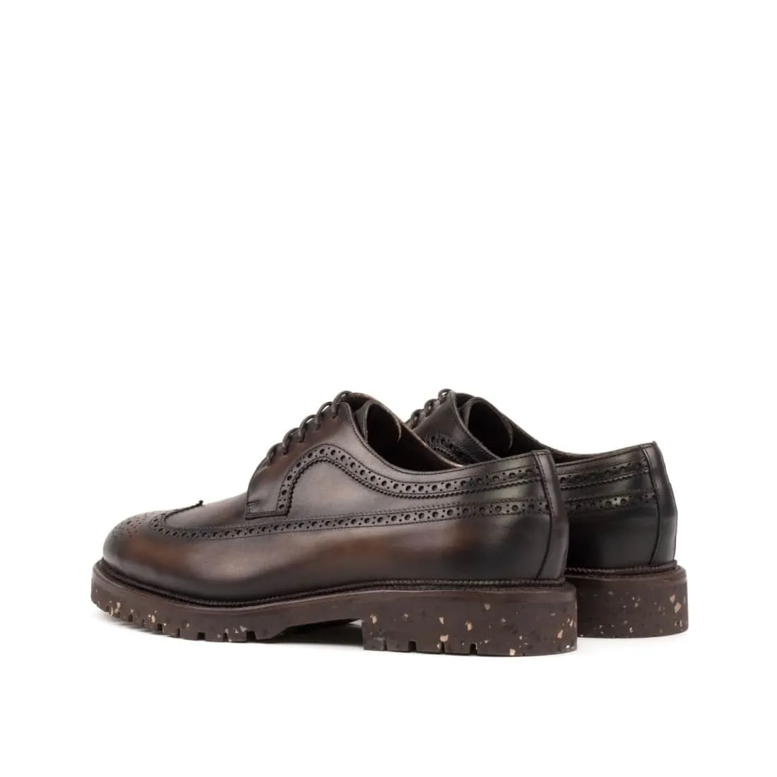 Derbie Brogue fleuri en cuir marron foncé - Semelles Commando Recyclées