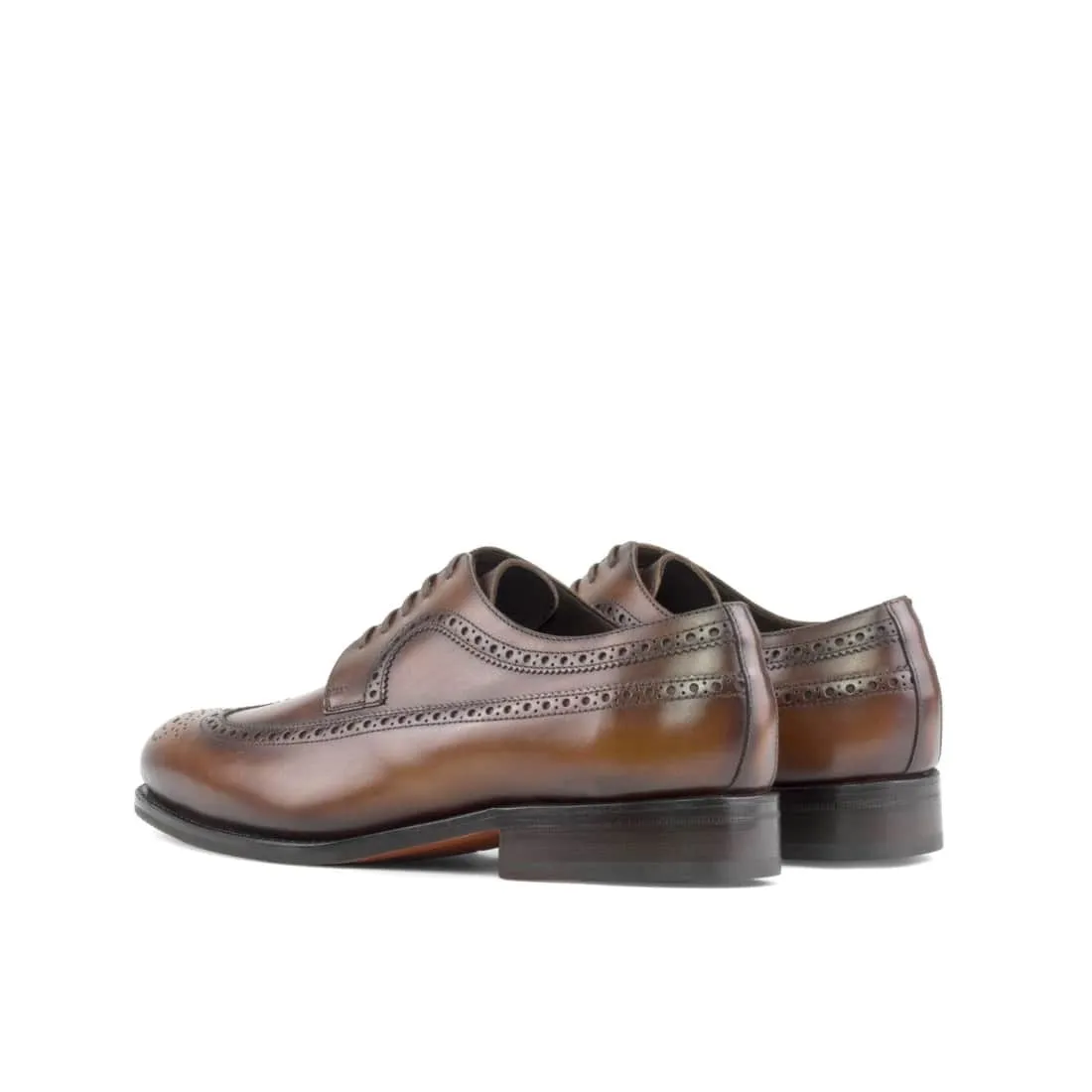 Derbie Brogue fleuri en cuir patiné marron moyen