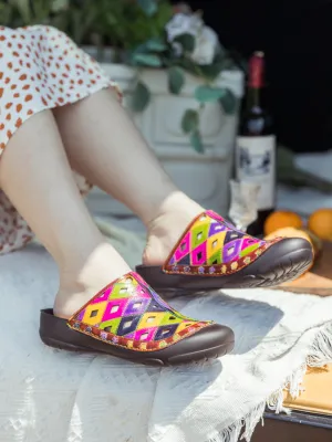 Diamond Hole Cut-Out Leather Sandal