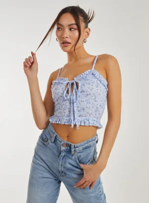 Ditsy Floral Cut Out Strappy Crop Top