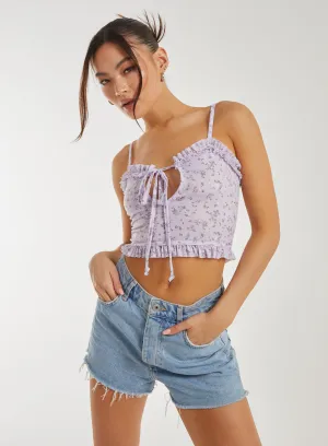 Ditsy Floral Cut Out Strappy Crop Top