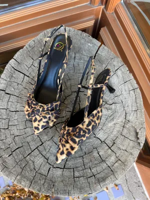 Doda Leopard Bow Kitten Heel Shoe
