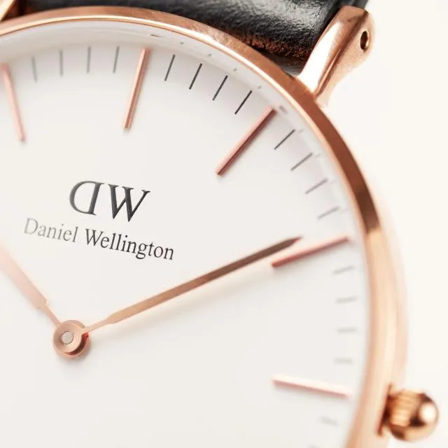 DW00100007 Daniel Wellington Classic Sheffield Black Leather 40mm Rose Gold