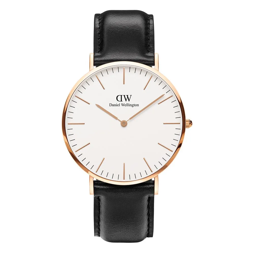 DW00100007 Daniel Wellington Classic Sheffield Black Leather 40mm Rose Gold