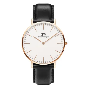 DW00100007 Daniel Wellington Classic Sheffield Black Leather 40mm Rose Gold