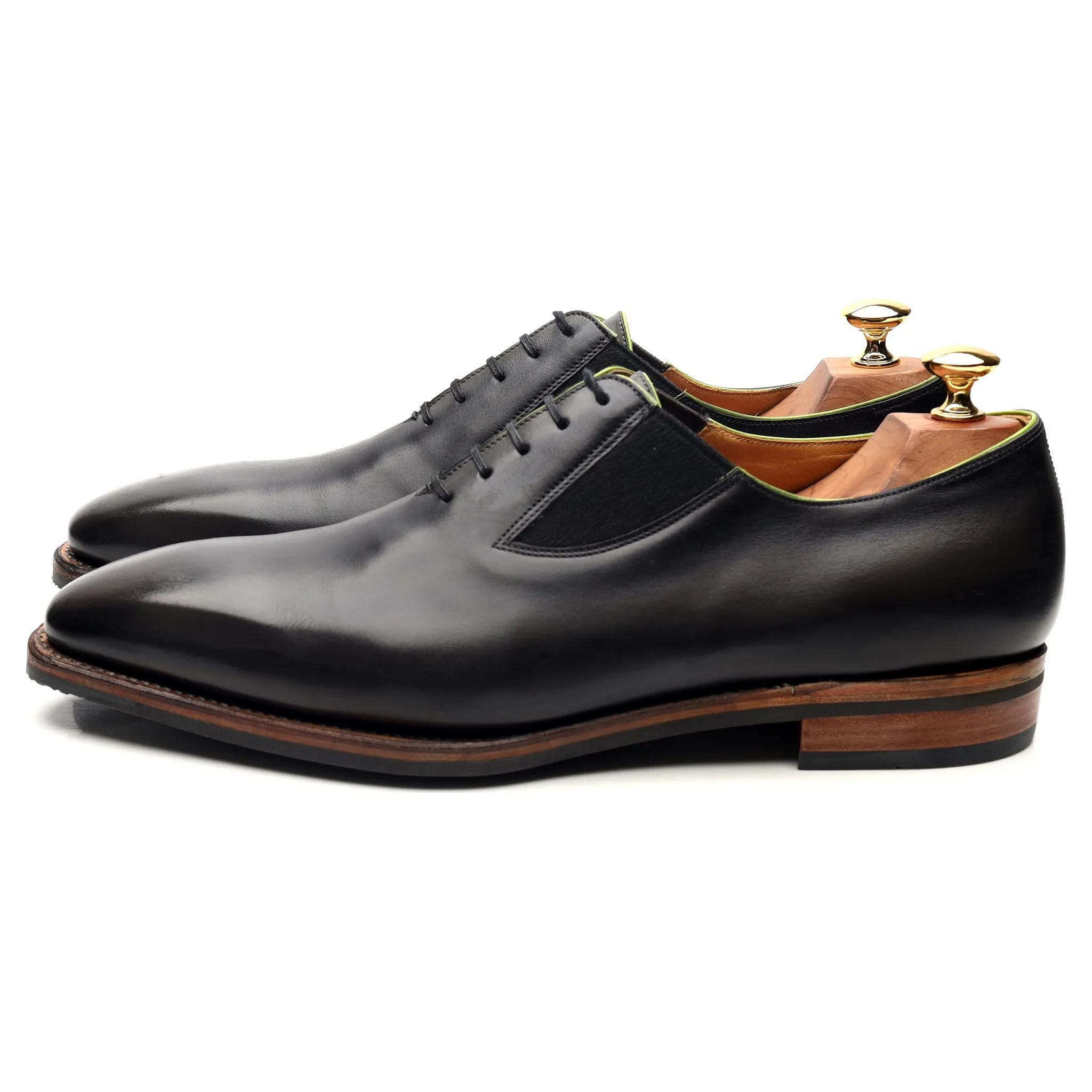 'Easy' Dark Grey Leather Elasticated Oxford UK 9.5 E