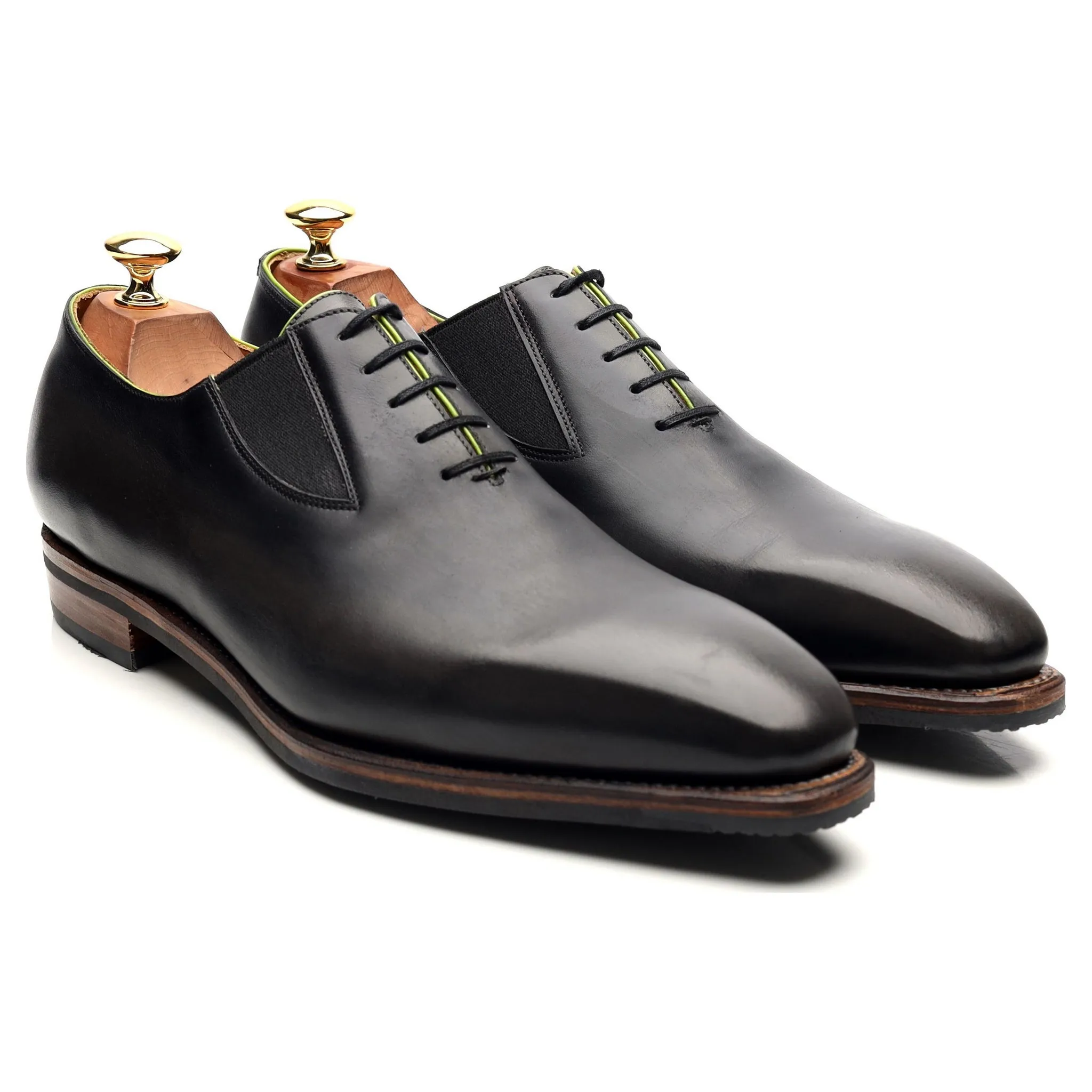 'Easy' Dark Grey Leather Elasticated Oxford UK 9.5 E