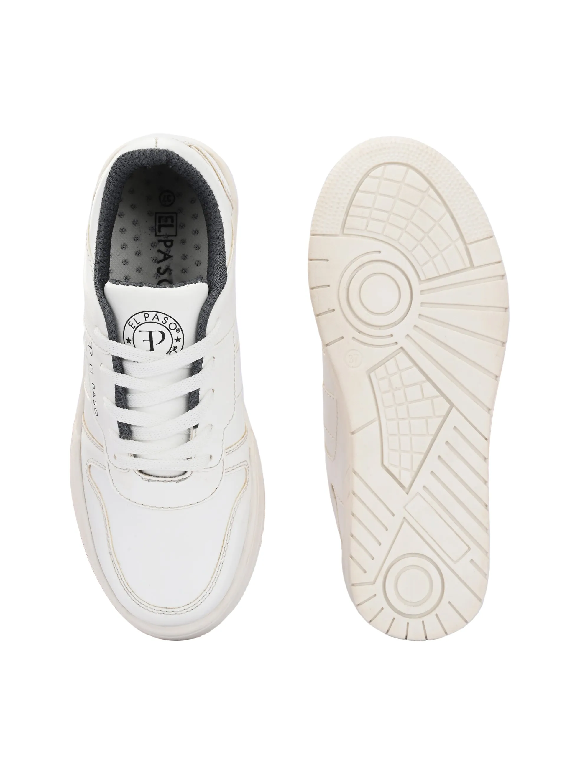 EL PASO Faux Leather Casual Shoes Lace Up Sneakers For Women