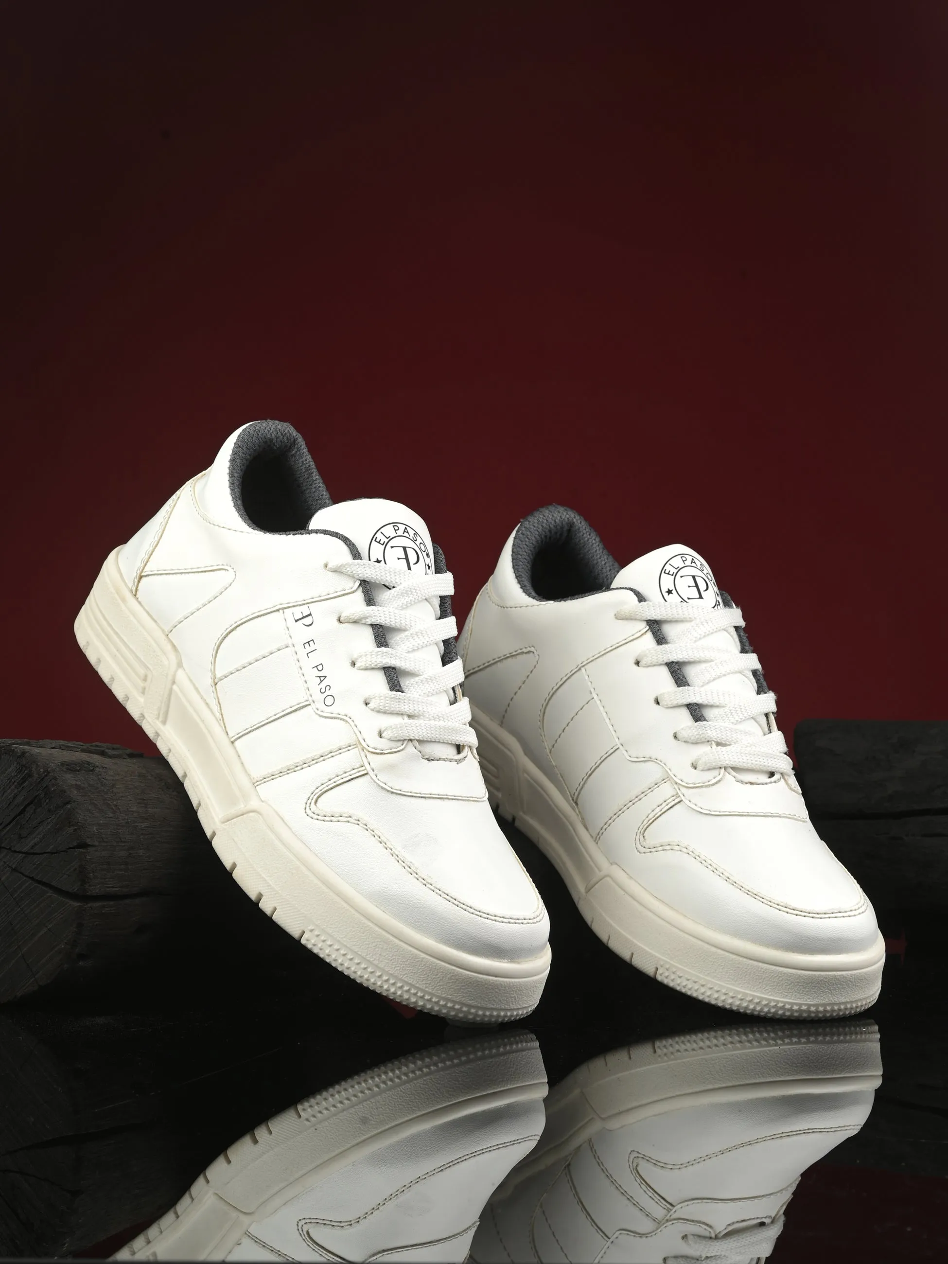 EL PASO Faux Leather Casual Shoes Lace Up Sneakers For Women