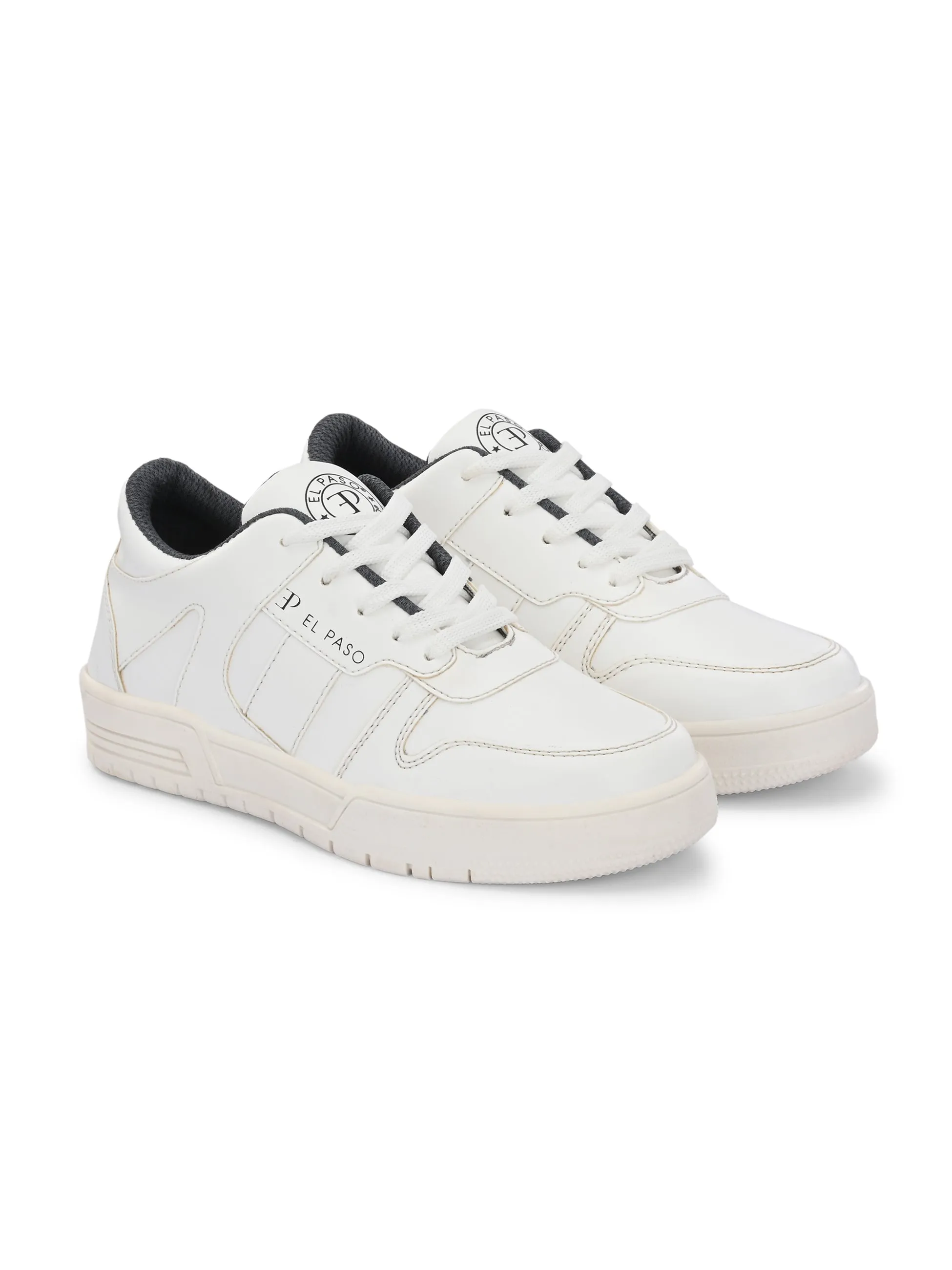EL PASO Faux Leather Casual Shoes Lace Up Sneakers For Women