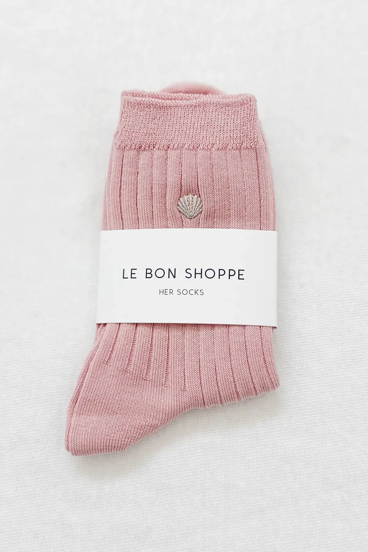 Embroidered Her Socks | Pink Seashell