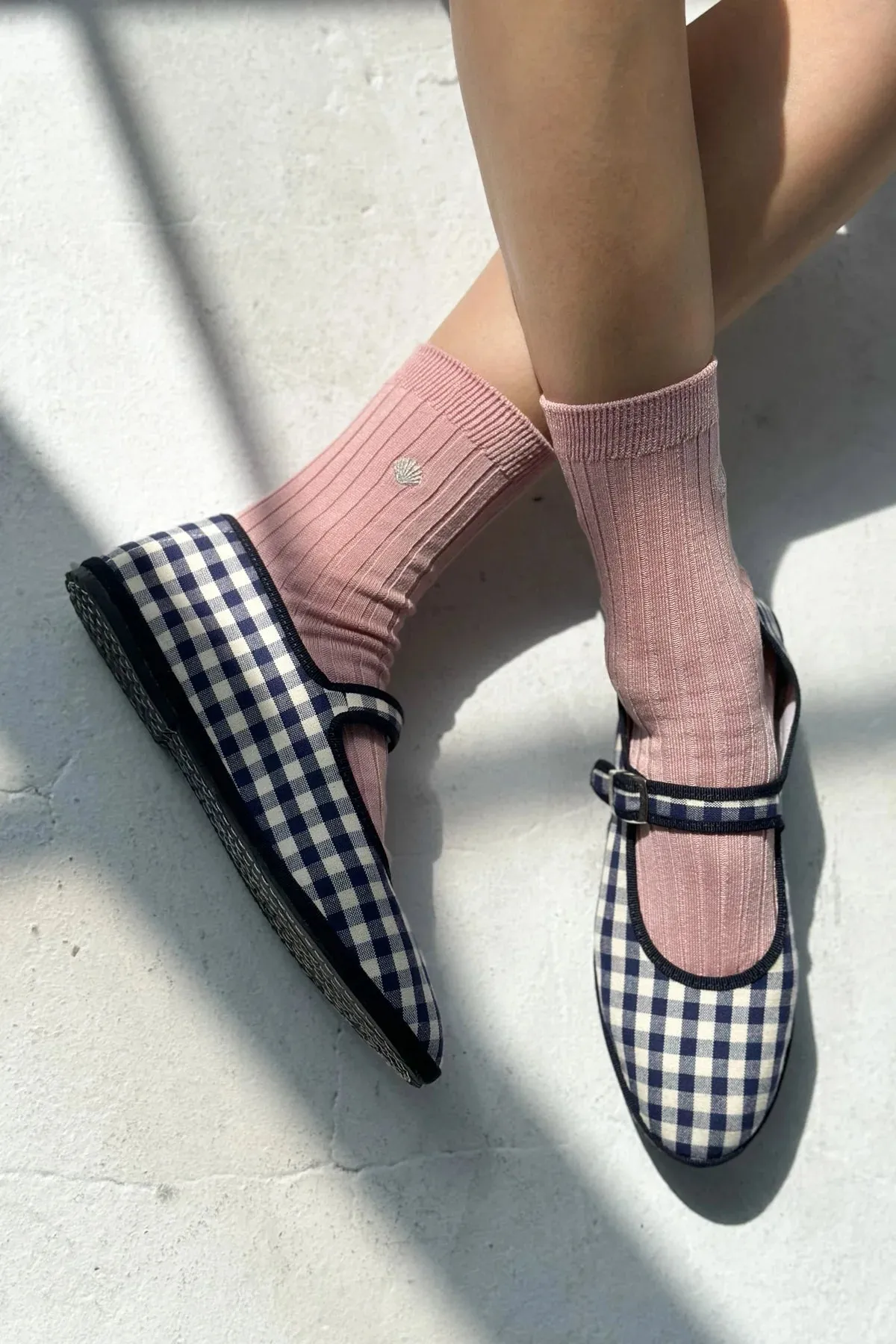Embroidered Her Socks | Pink Seashell