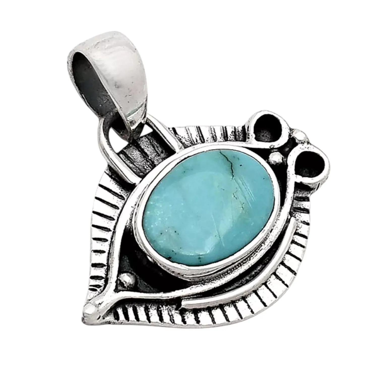EYE Aztec Mt Turquoise Solid 925 Sterling Silver Pendant