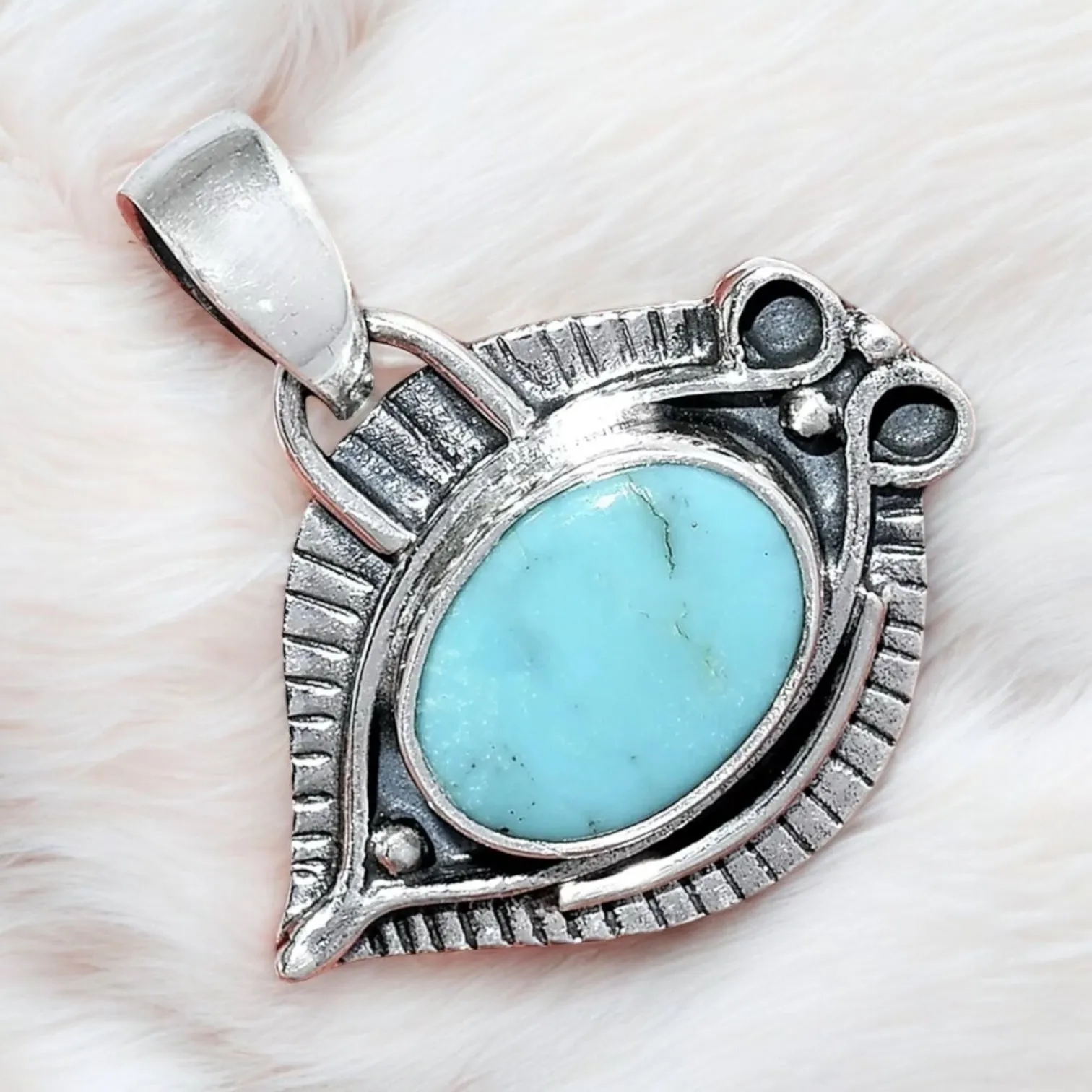 EYE Aztec Mt Turquoise Solid 925 Sterling Silver Pendant