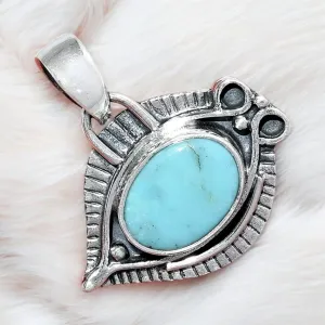 EYE Aztec Mt Turquoise Solid 925 Sterling Silver Pendant