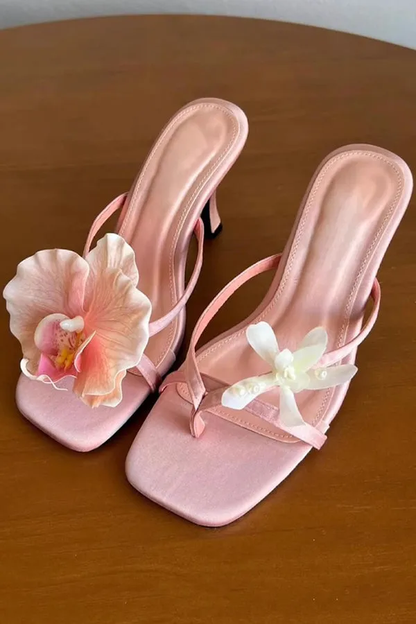 Fashion Asymmetric Flower Stiletto Sandals