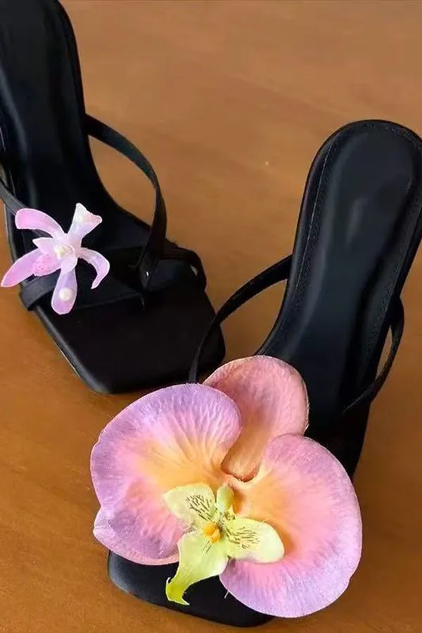 Fashion Asymmetric Flower Stiletto Sandals