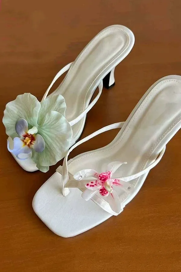 Fashion Asymmetric Flower Stiletto Sandals