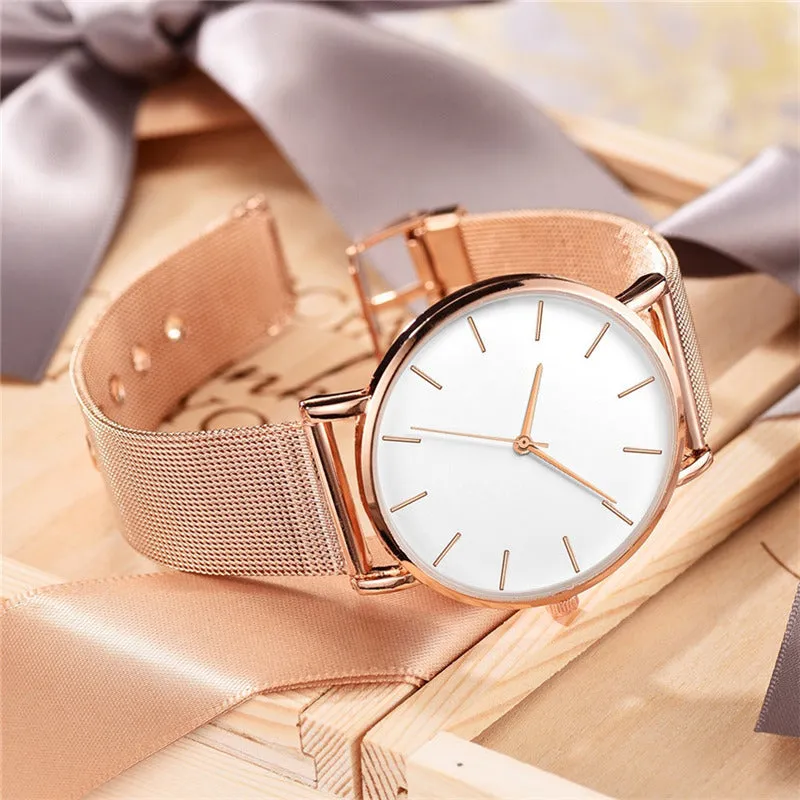 Fashion Casual Watch Womens Metal  Quartz Wristwatch