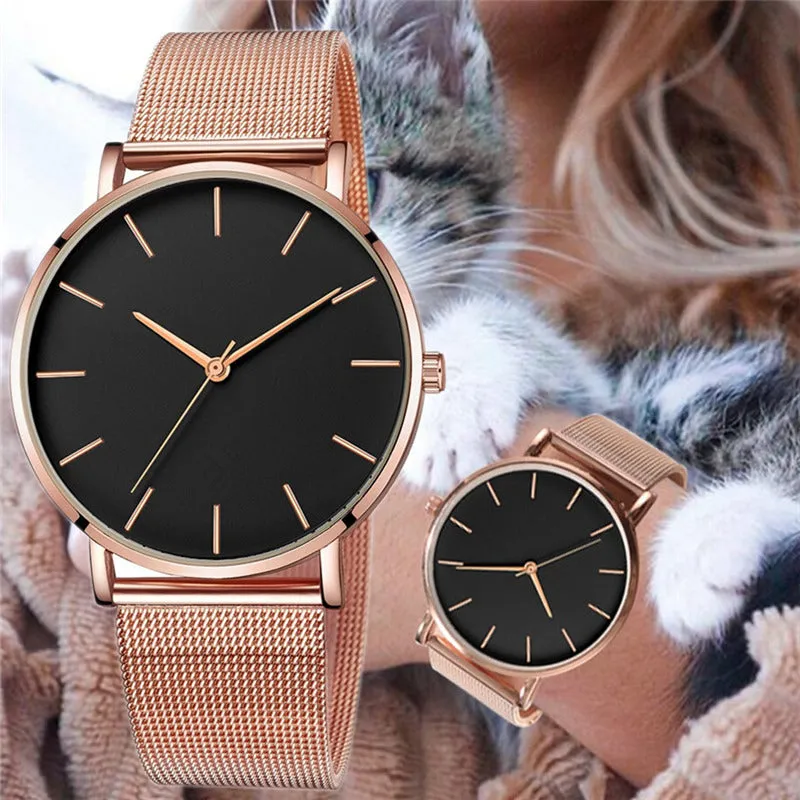 Fashion Casual Watch Womens Metal  Quartz Wristwatch