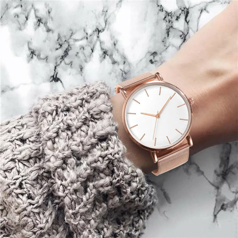 Fashion Casual Watch Womens Metal  Quartz Wristwatch