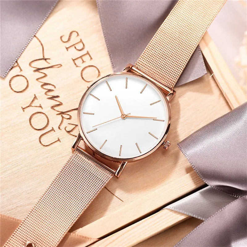 Fashion Casual Watch Womens Metal  Quartz Wristwatch