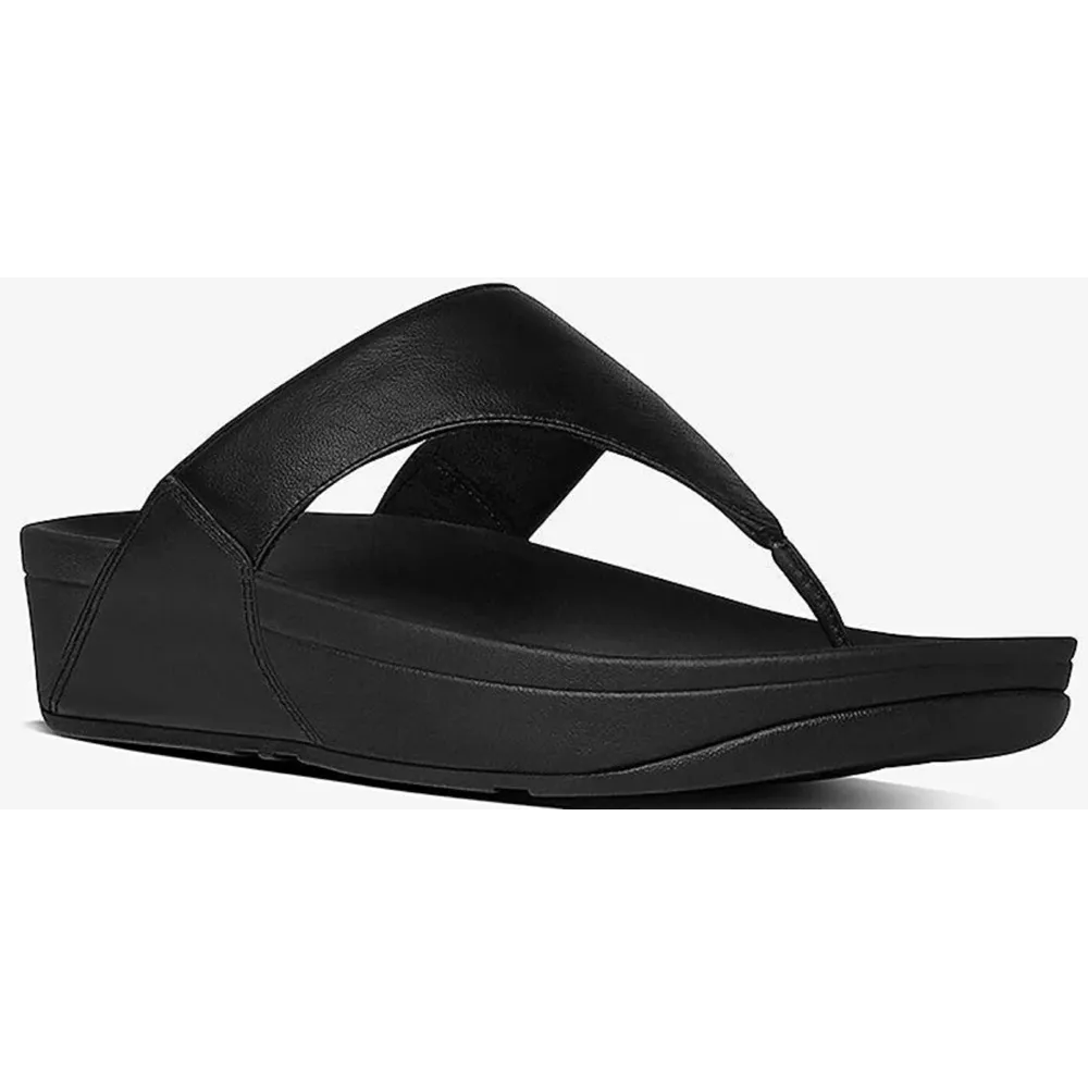 FitFlop Lulu Leather Toe Post Black Sandals