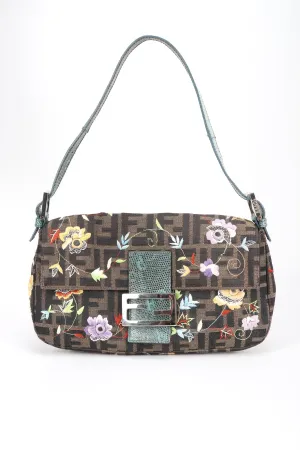Floral Embroidered Zucca Monogram Baguette