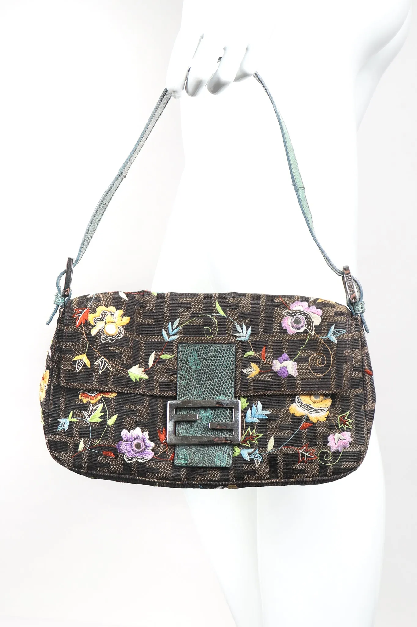 Floral Embroidered Zucca Monogram Baguette