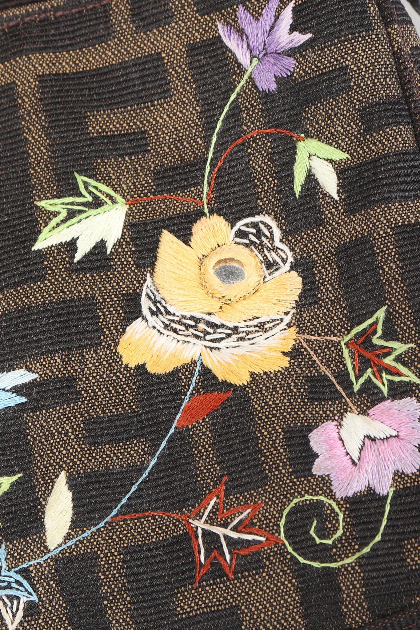 Floral Embroidered Zucca Monogram Baguette