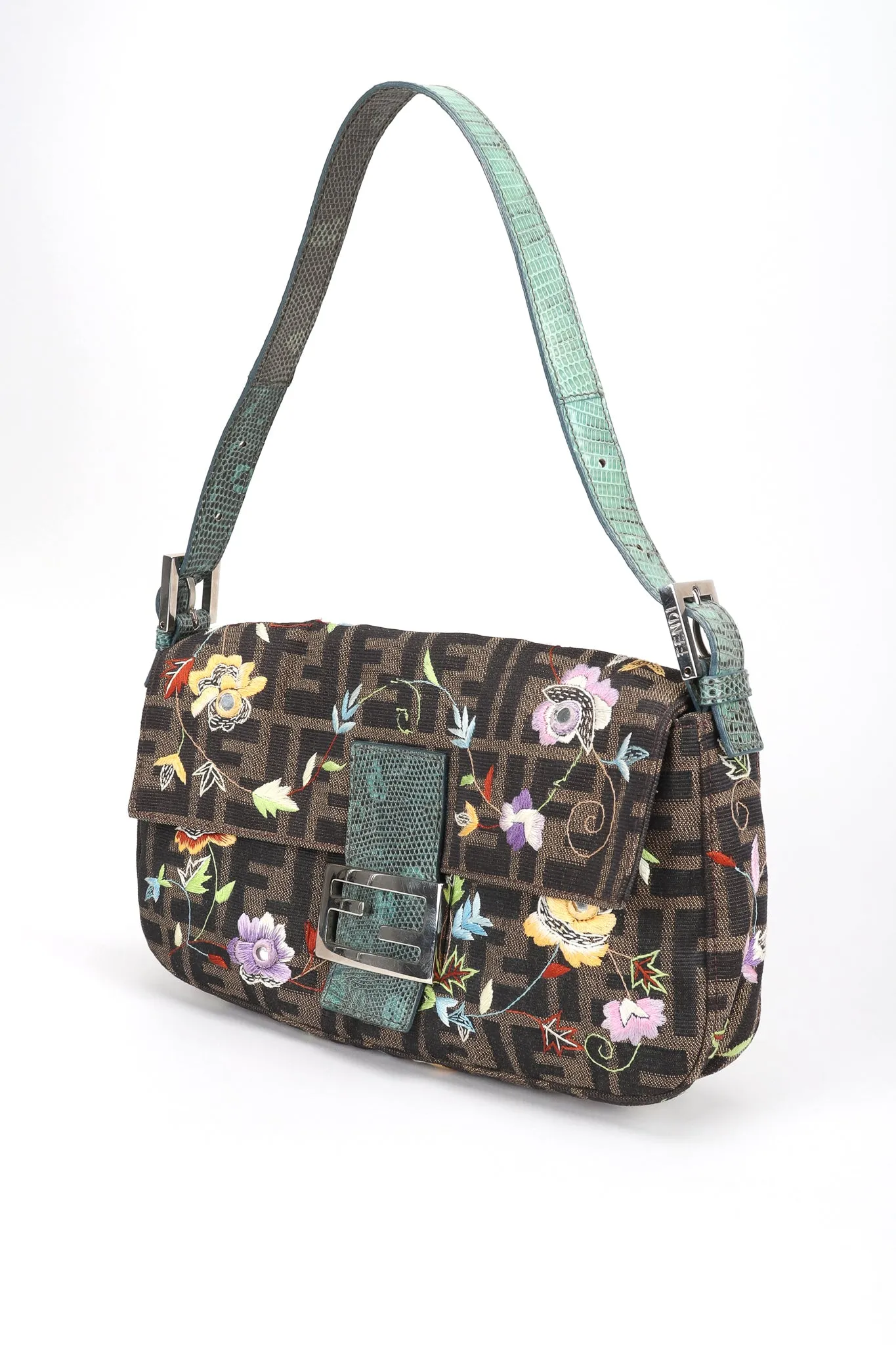 Floral Embroidered Zucca Monogram Baguette