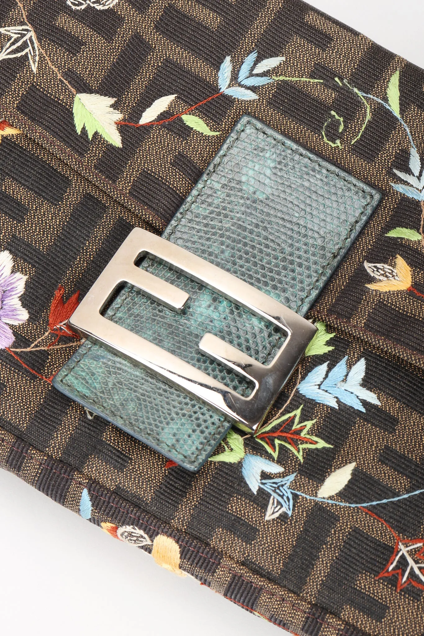 Floral Embroidered Zucca Monogram Baguette