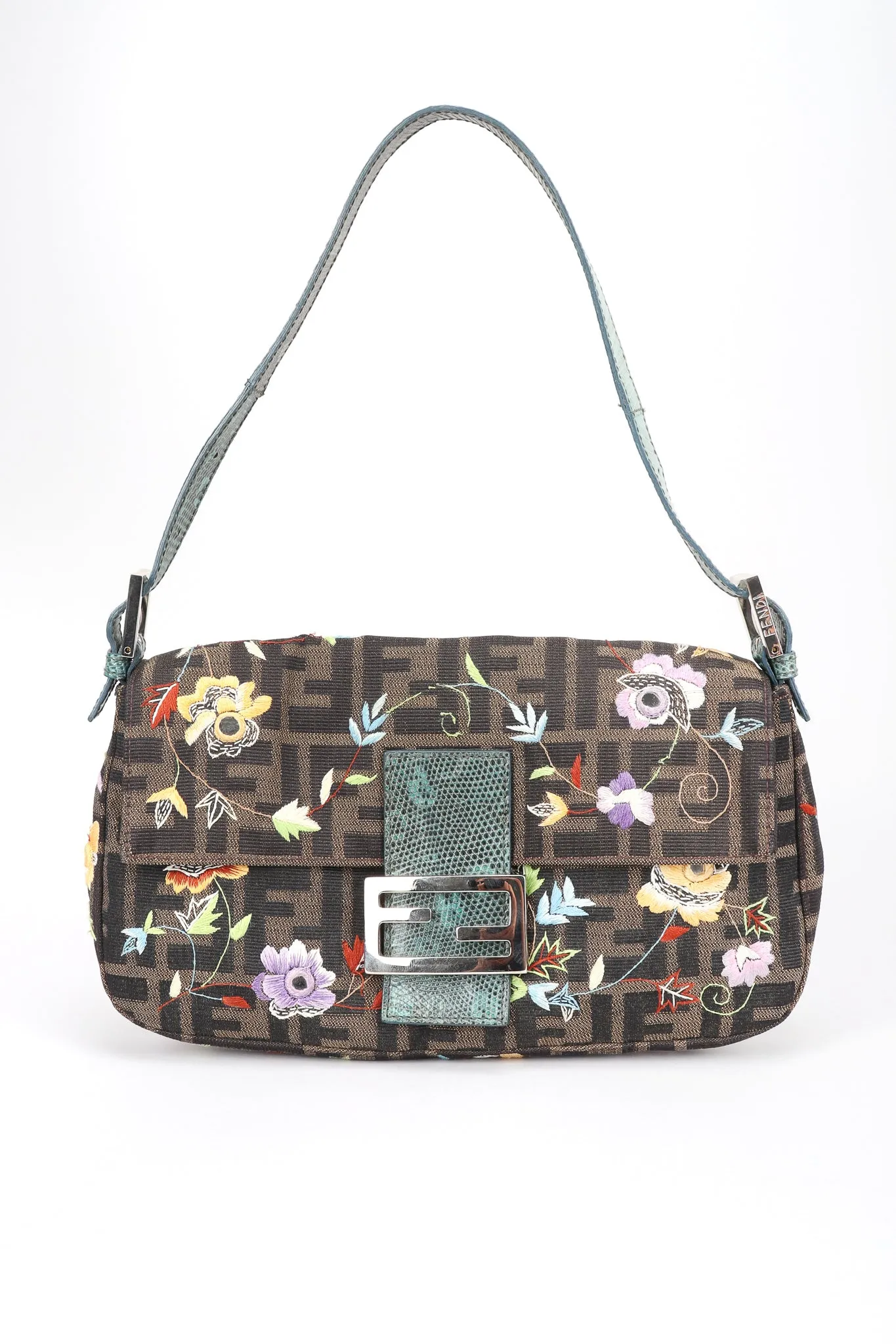 Floral Embroidered Zucca Monogram Baguette